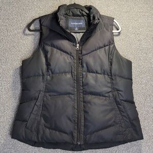 Lands End Goose Down Vest Dusk Black Size Medium